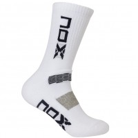Socks Nox MC Blanco Logo Vertical Azúl