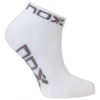 Socks Nox Tobilleros Mujer Blanco Logo Gris